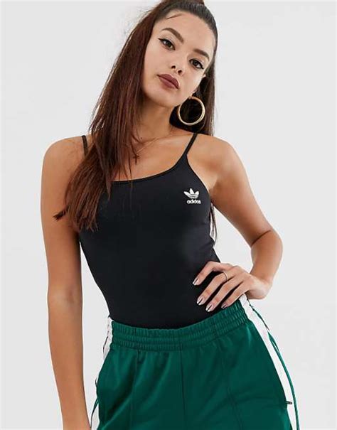 adidas originals bodysuit mit kleinem kleeblattlogo in schwarz|adidas Originals 3.